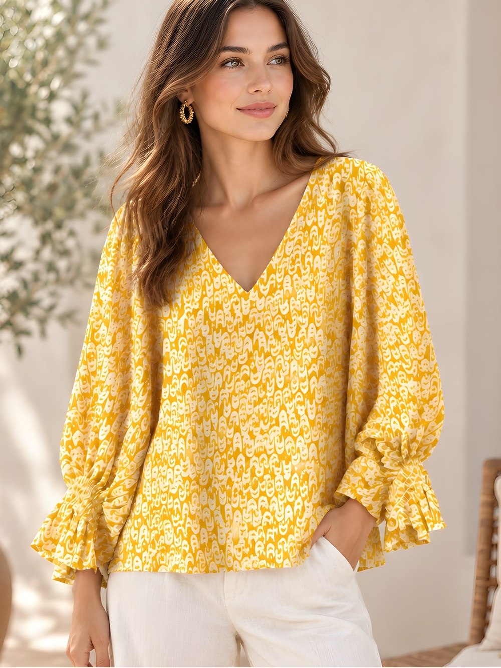 NWT Vince Camuto Women’s V-Neck Balloon Sleeve Blouse S